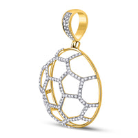 Load image into Gallery viewer, 10kt Yellow Gold Mens Round Diamond Soccer Football Charm Pendant 1/2 Cttw
