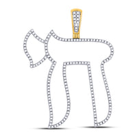 Load image into Gallery viewer, 10kt Yellow Gold Mens Round Diamond Jewish Hebrew Chai Charm Pendant 5/8 Cttw
