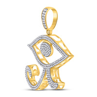 Load image into Gallery viewer, 10kt Yellow Gold Mens Round Diamond Eye of Ra Egyptian Charm Pendant 1.00 Cttw
