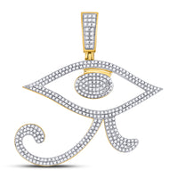 Load image into Gallery viewer, 10kt Yellow Gold Mens Round Diamond Eye of Ra Egyptian Charm Pendant 1.00 Cttw
