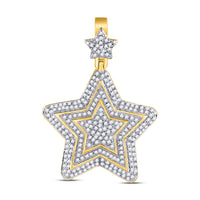 Load image into Gallery viewer, 10kt Yellow Gold Mens Round Diamond Concentric Star Charm Pendant 3/4 Cttw

