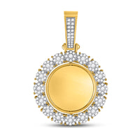 Load image into Gallery viewer, 10kt Yellow Gold Mens Round Diamond Circle Cluster Picture Memory Pendant 2.00 Cttw
