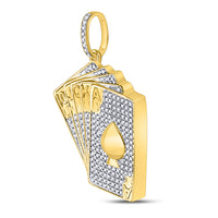 Load image into Gallery viewer, 10kt Yellow Gold Mens Round Diamond Royal Flush Charm Pendant 5/8 Cttw
