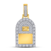 Load image into Gallery viewer, 10kt Yellow Gold Mens Round Diamond Headstone RIP Picture Memory Pendant 1-1/2 Cttw
