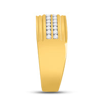 Load image into Gallery viewer, 10kt Yellow Gold His Hers Round Diamond Solitaire Matching Bridal Wedding Ring Band Set 1.00 Cttw
