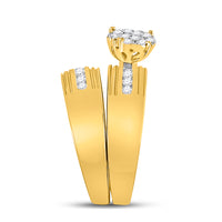 Load image into Gallery viewer, 10kt Yellow Gold His Hers Round Diamond Solitaire Matching Bridal Wedding Ring Band Set 1.00 Cttw
