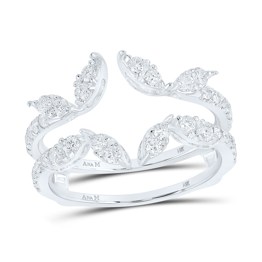 14kt White Gold Womens Round Diamond Solitaire Ring Guard Enhancer 3/4 Cttw