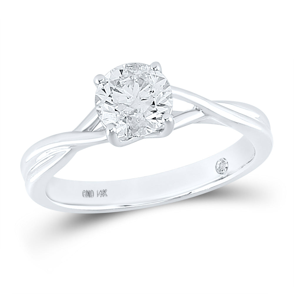 14kt White Gold Womens Round Diamond Solitaire Bridal Wedding Engagement Ring 1.00 Cttw (Certified)