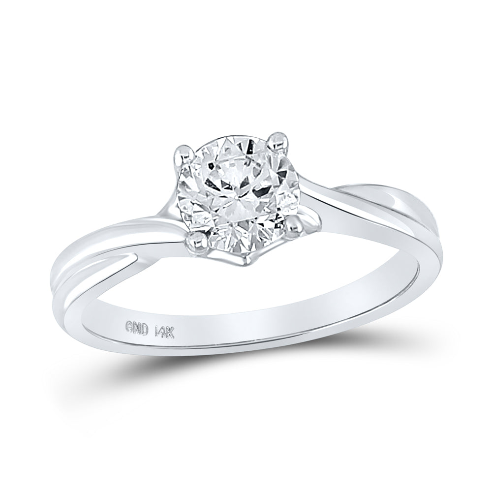14kt White Gold Womens Round Diamond Solitaire Bridal Wedding Engagement Ring 1/2 Cttw (Certified)