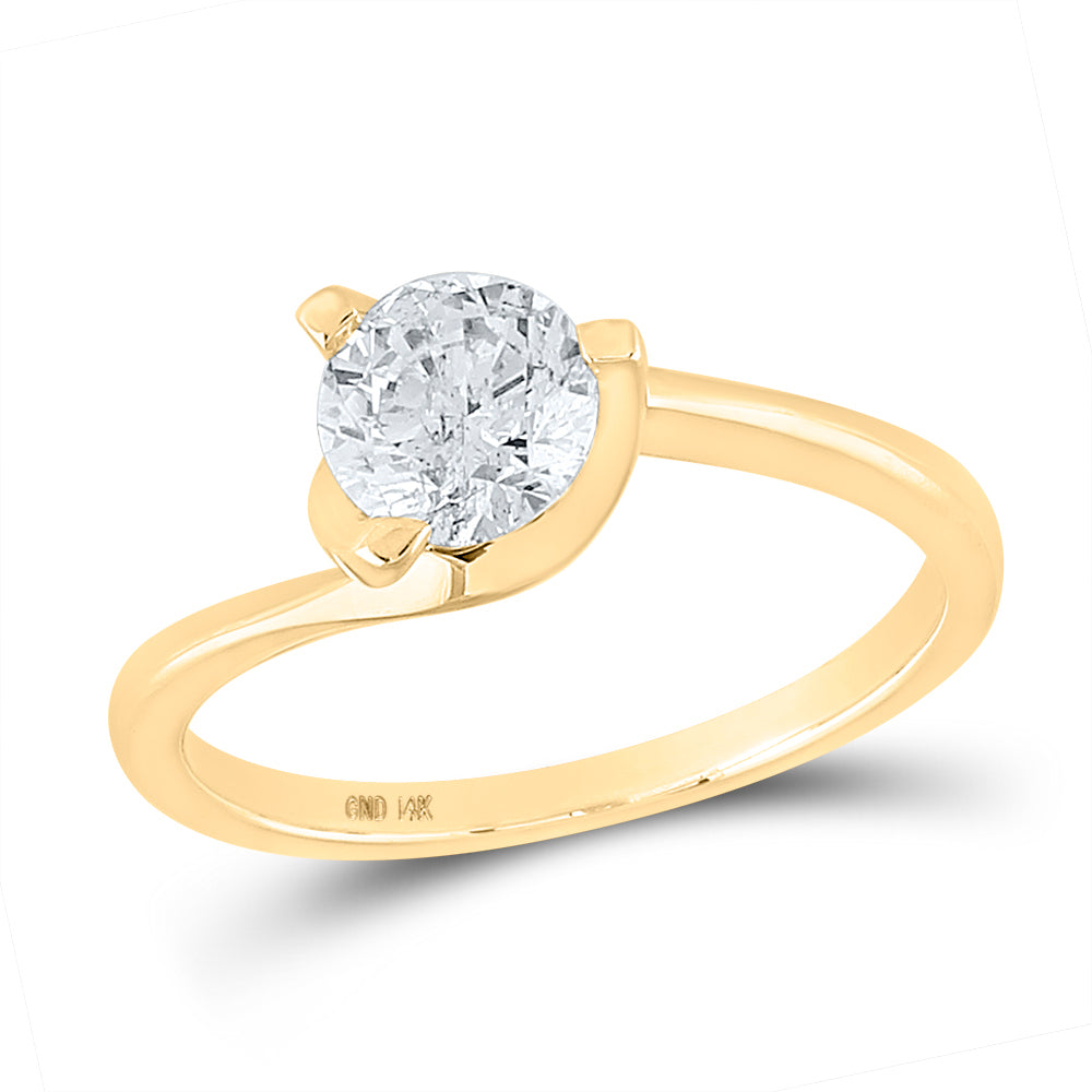 14kt Yellow Gold Womens Round Diamond Solitaire Bridal Wedding Engagement Ring 1.00 Cttw (Certified)