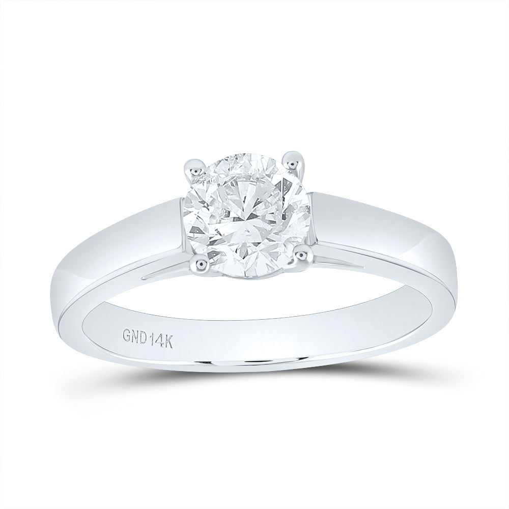 14kt White Gold Womens Round Diamond Solitaire Bridal Wedding Engagement Ring 1.00 Cttw (Certified)