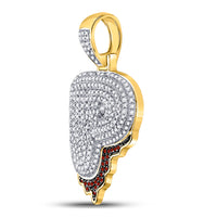 Load image into Gallery viewer, 10kt Yellow Gold Mens Round Red Color Enhanced Diamond Letter P Dripping Charm Pendant 3/4 Cttw
