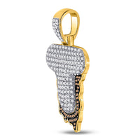 Load image into Gallery viewer, 10kt Yellow Gold Mens Round Red Color Enhanced Diamond &quot;&quot;T&quot;&quot; Letter Charm Pendant 5/8 Cttw
