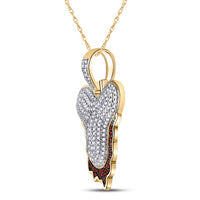 Load image into Gallery viewer, 10kt Yellow Gold Mens Round Red Color Enhanced Diamond &quot;&quot;Y&quot;&quot; Letter Charm Pendant 5/8 Cttw
