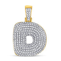 Load image into Gallery viewer, 10kt Yellow Gold Mens Round Diamond &quot;&quot;D&quot;&quot; Letter Charm Pendant 7/8 Cttw
