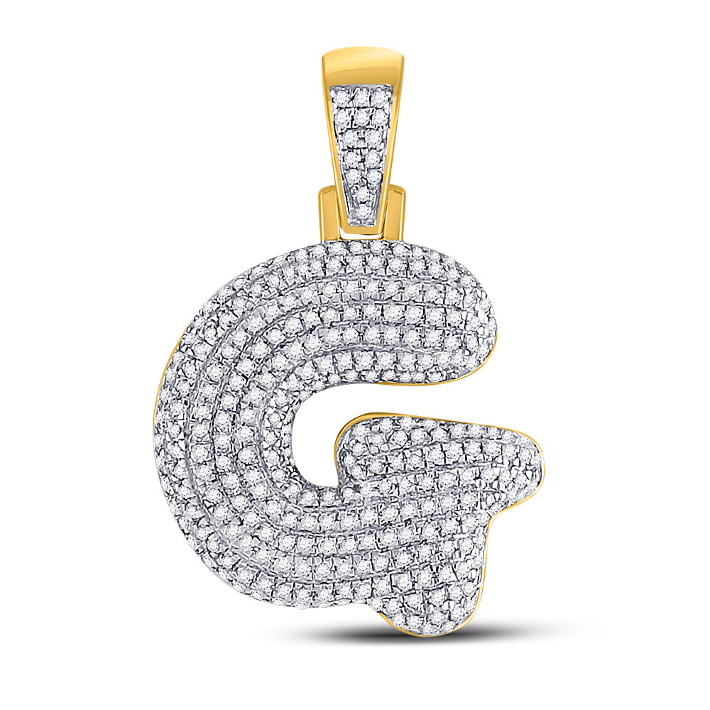 10kt Yellow Gold Mens Round Diamond ""G"" Letter Charm Pendant 3/4 Cttw
