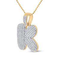 Load image into Gallery viewer, 10kt Yellow Gold Mens Round Diamond &quot;&quot;K&quot;&quot; Letter Charm Pendant 3/4 Cttw

