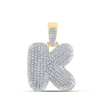 Load image into Gallery viewer, 10kt Yellow Gold Mens Round Diamond &quot;&quot;K&quot;&quot; Letter Charm Pendant 3/4 Cttw
