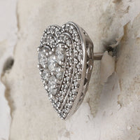 Load image into Gallery viewer, 14kt White Gold Womens Round Diamond Halo Cluster Heart Earrings 1.00 Cttw
