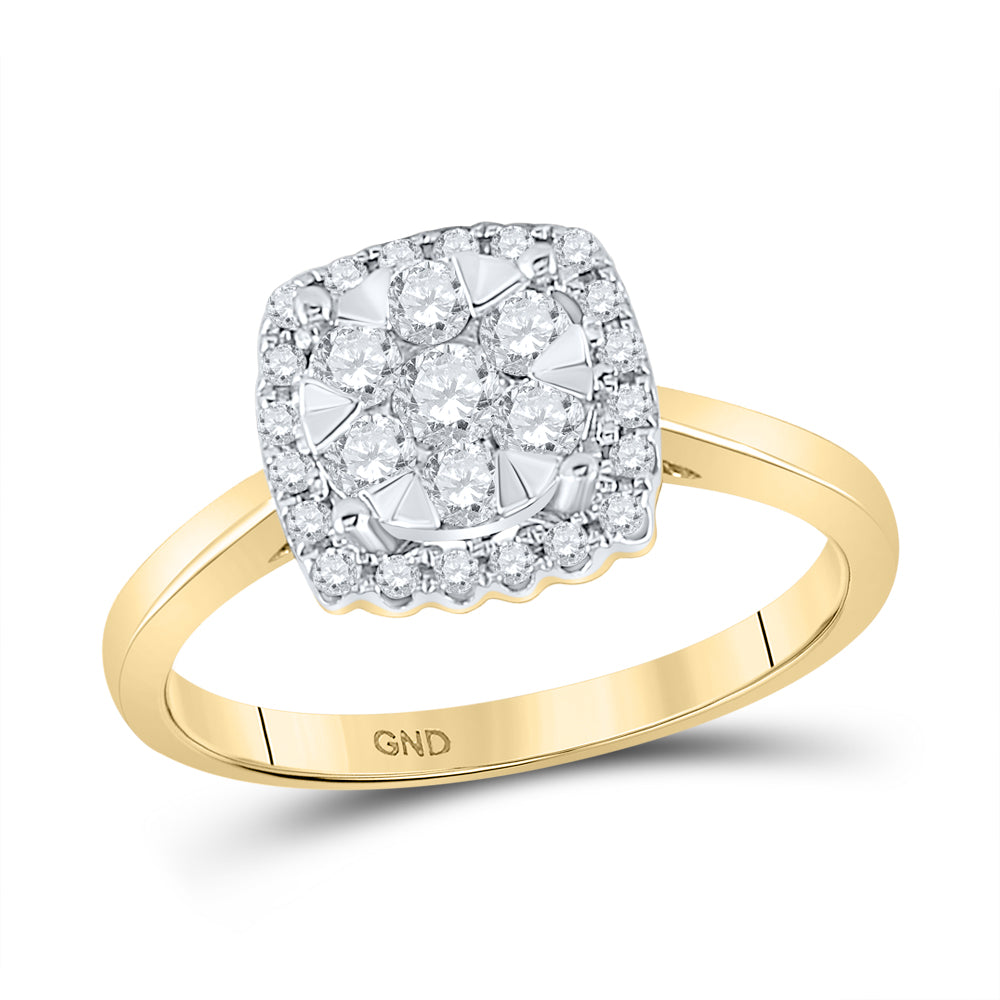 10kt Yellow Gold Womens Round Diamond Right-Hand Cluster Ring 1/2 Cttw