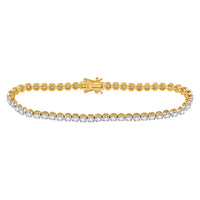 Load image into Gallery viewer, 14kt Yellow Gold Womens Round Diamond Classic Tennis Bracelet 1.00 Cttw
