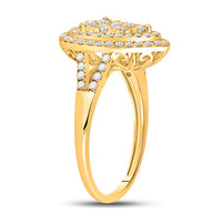 Load image into Gallery viewer, 14kt Yellow Gold Womens Round Diamond Fashion Pear Cluster Ring 1.00 Cttw
