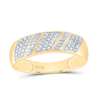 Load image into Gallery viewer, 10kt Yellow Gold His &amp; Hers Round Diamond Cluster Matching Bridal Wedding Ring Band Set 1/2 Cttw
