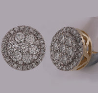 Load image into Gallery viewer, 10kt Yellow Gold Womens Round Diamond Flower Cluster Earrings 3/8 Cttw
