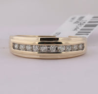 Load image into Gallery viewer, 10kt Yellow Gold Mens Round Diamond Wedding Channel-Set Band Ring 1/5 Cttw
