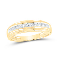 Load image into Gallery viewer, 10kt Yellow Gold Mens Round Diamond Wedding Channel-Set Band Ring 1/5 Cttw
