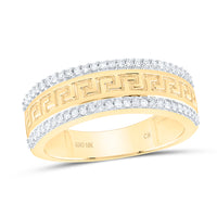 Load image into Gallery viewer, 10kt Yellow Gold Mens Round Diamond Wedding Patterned Band Ring 1/3 Cttw
