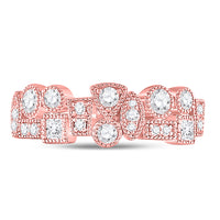 Load image into Gallery viewer, 10kt Rose Gold Womens Round Diamond Modern Gemometric Band Ring 5/8 Cttw
