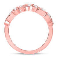 Load image into Gallery viewer, 10kt Rose Gold Womens Round Diamond Modern Gemometric Band Ring 5/8 Cttw
