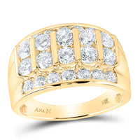 Load image into Gallery viewer, 14kt Yellow Gold Mens Round Diamond Wedding Channel-Set Band Ring 3.00 Cttw
