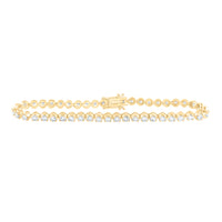 Load image into Gallery viewer, 14kt Yellow Gold Womens Round Diamond Classic Tennis Bracelet 4.00 Cttw
