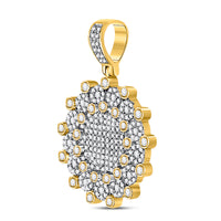 Load image into Gallery viewer, 10kt Yellow Gold Mens Round Diamond Circle Charm Pendant 1.00 Cttw
