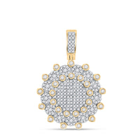 Load image into Gallery viewer, 10kt Yellow Gold Mens Round Diamond Circle Charm Pendant 1.00 Cttw
