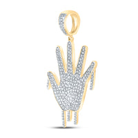 Load image into Gallery viewer, 10kt Yellow Gold Mens Round Diamond Dripping Hand Charm Pendant 3/4 Cttw
