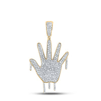 Load image into Gallery viewer, 10kt Yellow Gold Mens Round Diamond Dripping Hand Charm Pendant 3/4 Cttw
