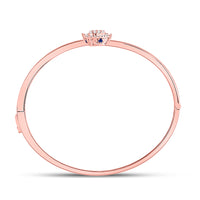 Load image into Gallery viewer, 14kt Rose Gold Womens Round Diamond Bypass Cluster Pear Bracelet 1/2 Cttw
