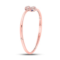 Load image into Gallery viewer, 14kt Rose Gold Womens Round Diamond Bypass Cluster Pear Bracelet 1/2 Cttw
