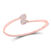 Load image into Gallery viewer, 14kt Rose Gold Womens Round Diamond Bypass Cluster Pear Bracelet 1/2 Cttw
