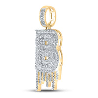 Load image into Gallery viewer, 10kt Yellow Gold Mens Round Diamond &quot;&quot;B&quot;&quot; Letter Charm Pendant 5/8 Cttw
