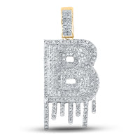 Load image into Gallery viewer, 10kt Yellow Gold Mens Round Diamond &quot;&quot;B&quot;&quot; Letter Charm Pendant 5/8 Cttw
