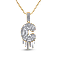 Load image into Gallery viewer, 10kt Yellow Gold Mens Round Diamond &quot;&quot;C&quot;&quot; Letter Charm Pendant 5/8 Cttw
