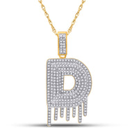 Load image into Gallery viewer, 10kt Yellow Gold Mens Round Diamond &quot;&quot;D&quot;&quot; Letter Charm Pendant 3/4 Cttw
