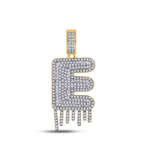 Load image into Gallery viewer, 10kt Yellow Gold Mens Round Diamond &quot;&quot;E&quot;&quot; Letter Charm Pendant 3/4 Cttw
