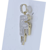 Load image into Gallery viewer, 10kt Yellow Gold Mens Round Diamond &quot;&quot;F&quot;&quot; Letter Charm Pendant 5/8 Cttw

