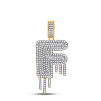 Load image into Gallery viewer, 10kt Yellow Gold Mens Round Diamond &quot;&quot;F&quot;&quot; Letter Charm Pendant 5/8 Cttw
