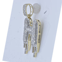 Load image into Gallery viewer, 10kt Yellow Gold Mens Round Diamond &quot;&quot;H&quot;&quot; Letter Charm Pendant 3/4 Cttw
